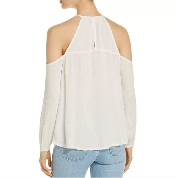 JACHS Girlfriend White Cold Shoulder Embroidered Flowy Peasant Top Shirt Blouse - Picture 2 of 14